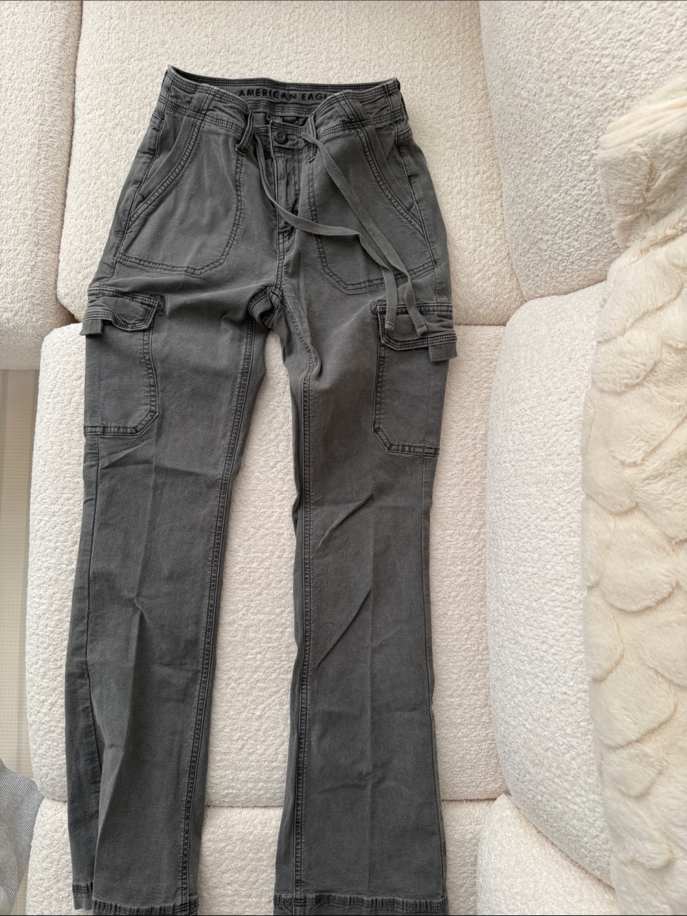 American Eagle Outfitters Women's Charcoal Straight Leg Cargo Jeans